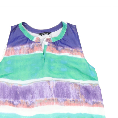 Kaleidoscope Womens Multicoloured Geometric Polyester Basic Tank Size 14 Round Neck