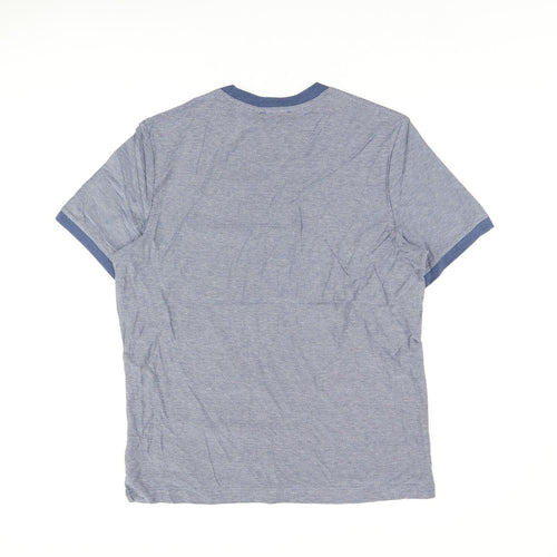 Marks and Spencer Mens Blue Cotton T-Shirt Size L Round Neck
