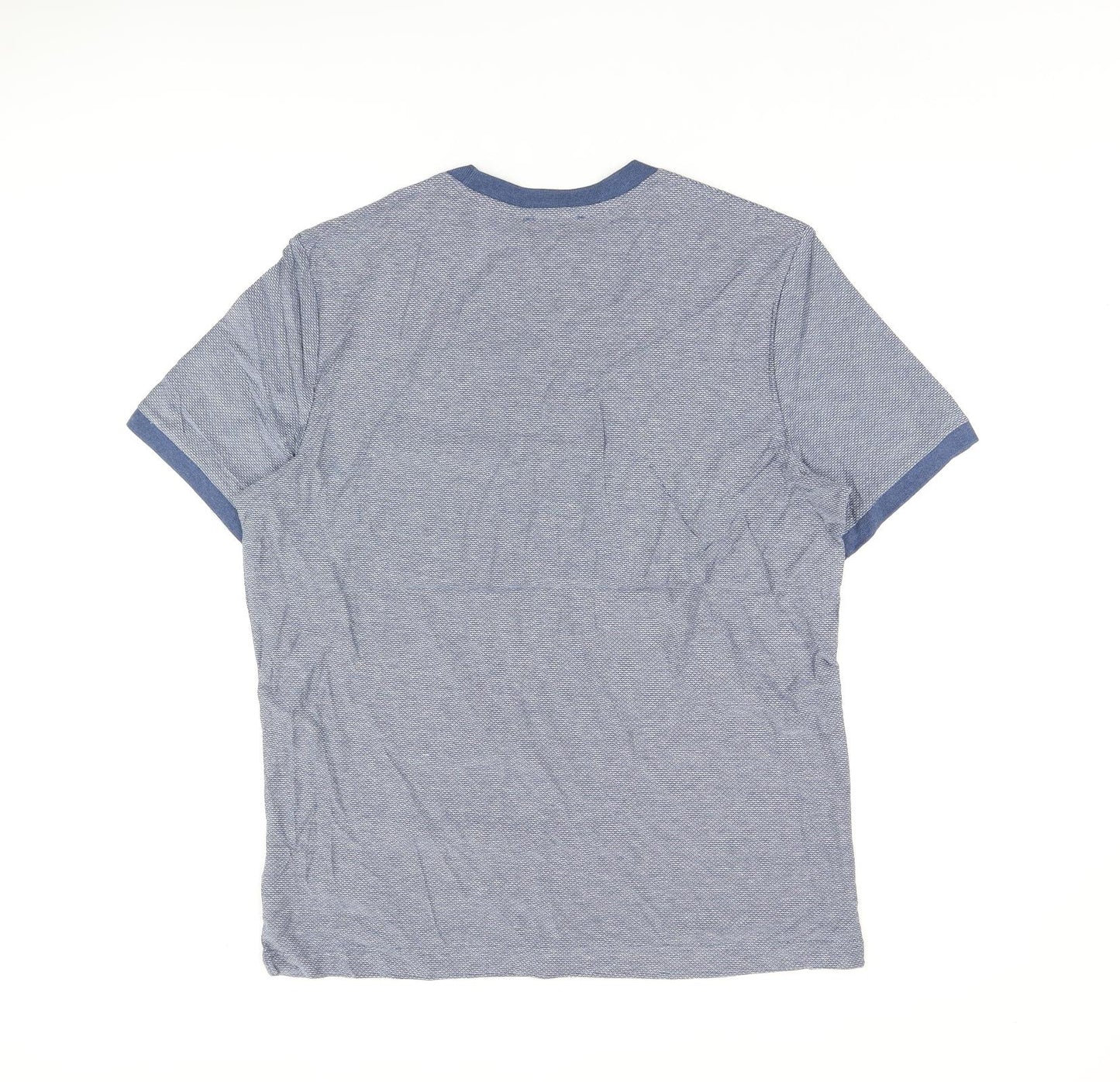 Marks and Spencer Mens Blue Cotton T-Shirt Size L Round Neck