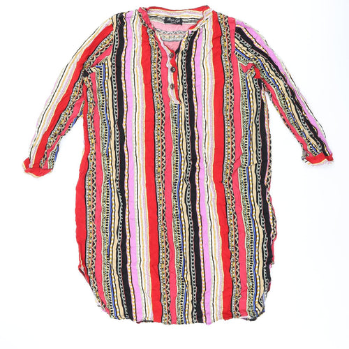 Best Life Womens Multicoloured Geometric Cotton Tunic Blouse Size XL V-Neck