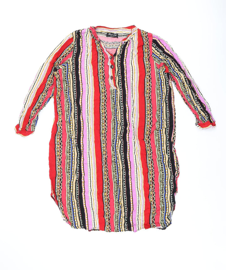 Best Life Womens Multicoloured Geometric Cotton Tunic Blouse Size XL V-Neck