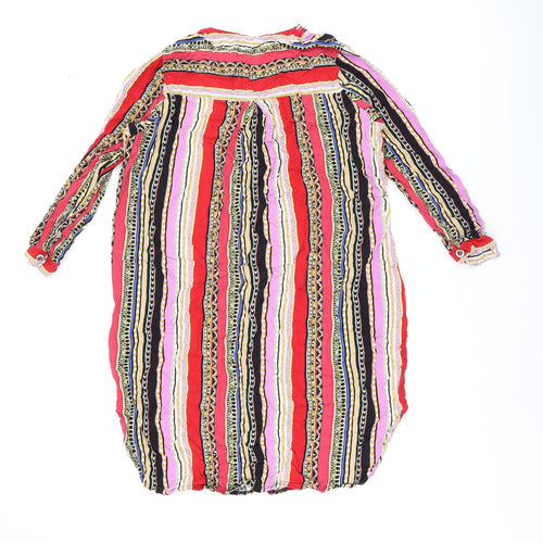 Best Life Womens Multicoloured Geometric Cotton Tunic Blouse Size XL V-Neck