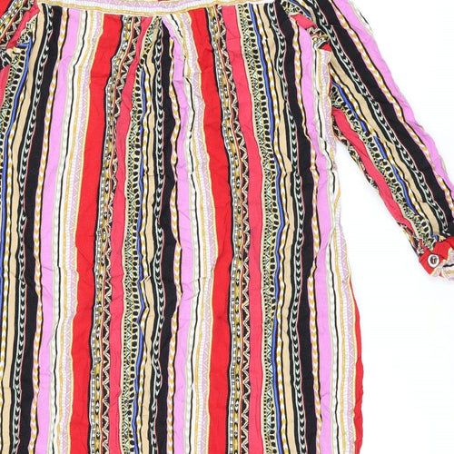 Best Life Womens Multicoloured Geometric Cotton Tunic Blouse Size XL V-Neck