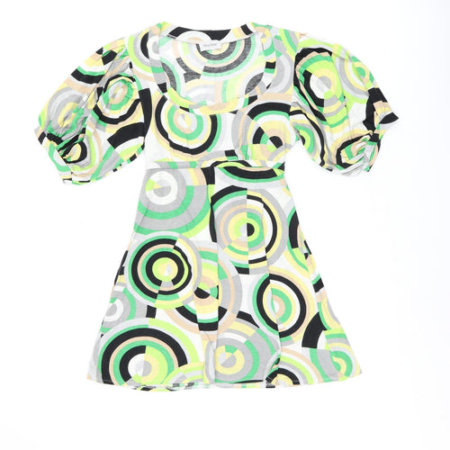 Elise Ryan Womens Multicoloured Geometric Polyester Basic Blouse Size S Scoop Neck