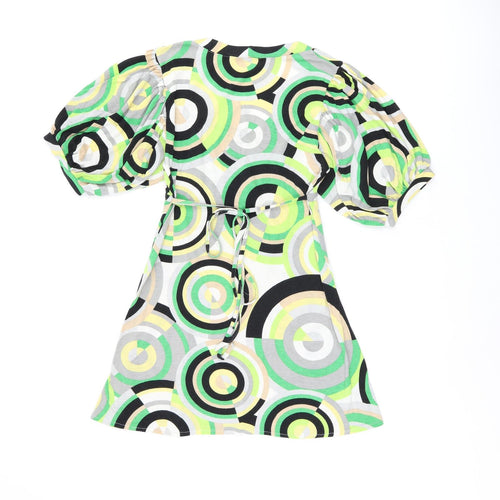 Elise Ryan Womens Multicoloured Geometric Polyester Basic Blouse Size S Scoop Neck