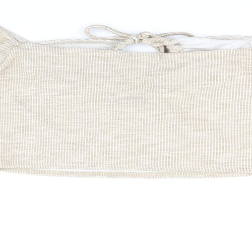 PRETTYLITTLETHING Womens Beige Polyester Cropped Tank Size 12 Off the Shoulder - Keyhole Neck