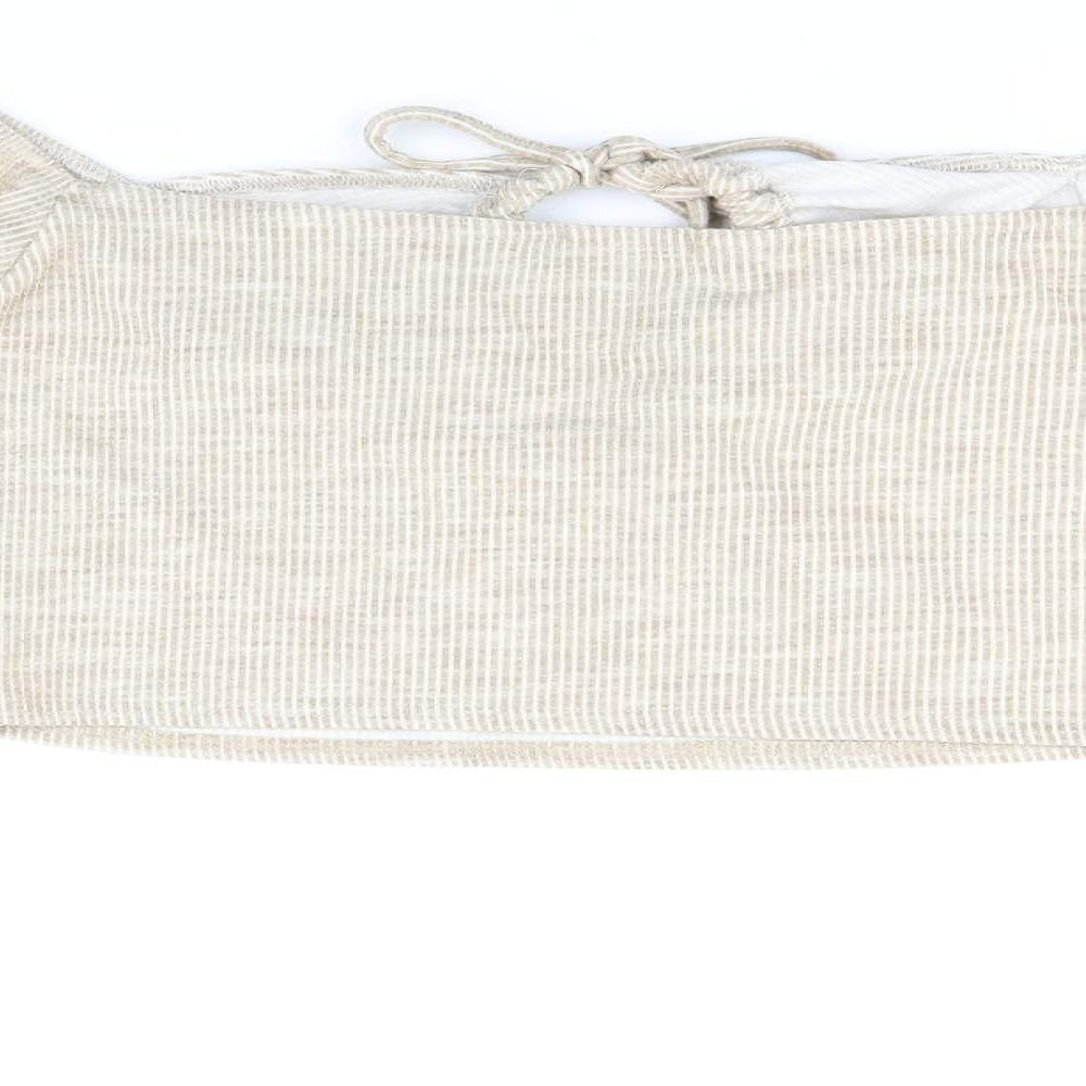PRETTYLITTLETHING Womens Beige Polyester Cropped Tank Size 12 Off the Shoulder - Keyhole Neck