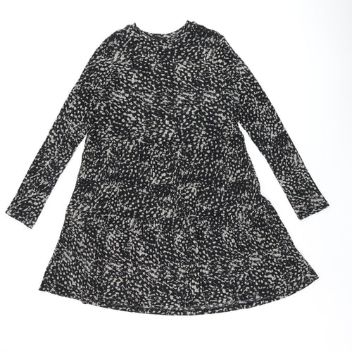 River Island Womens Black Geometric Polyester A-Line Size 12 Round Neck Pullover