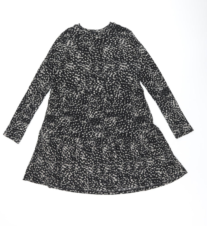 River Island Womens Black Geometric Polyester A-Line Size 12 Round Neck Pullover