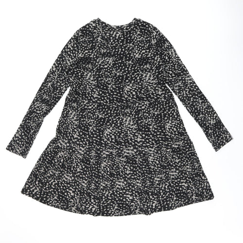 River Island Womens Black Geometric Polyester A-Line Size 12 Round Neck Pullover