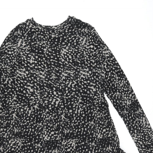 River Island Womens Black Geometric Polyester A-Line Size 12 Round Neck Pullover