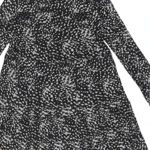 River Island Womens Black Geometric Polyester A-Line Size 12 Round Neck Pullover
