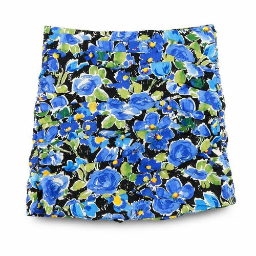 Zara Womens Black Floral Viscose Mini Skirt Size M Zip