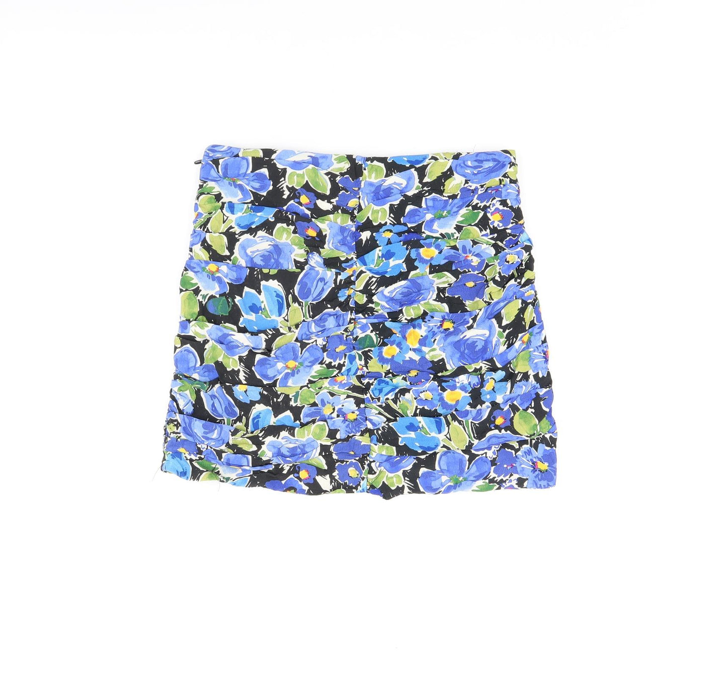 Zara Womens Black Floral Viscose Mini Skirt Size M Zip
