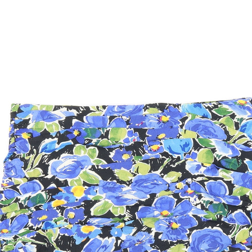 Zara Womens Black Floral Viscose Mini Skirt Size M Zip