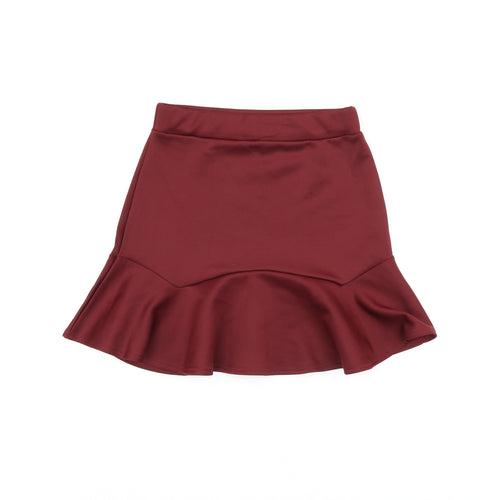 PRETTYLITTLETHING Womens Red Polyester Mini Skirt Size 10