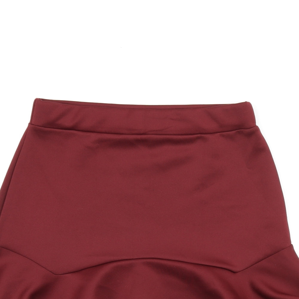 PRETTYLITTLETHING Womens Red Polyester Mini Skirt Size 10