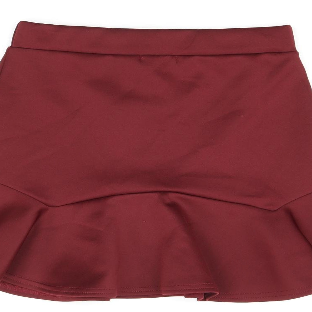PRETTYLITTLETHING Womens Red Polyester Mini Skirt Size 10