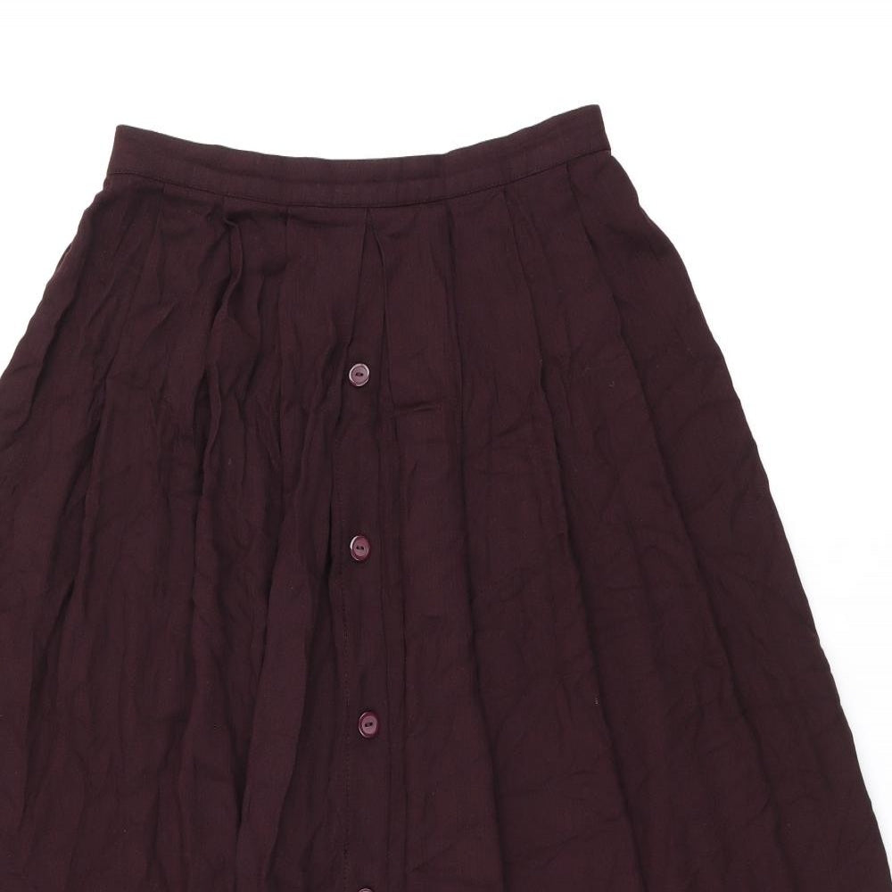 St Michael Womens Red Viscose Swing Skirt Size 12 - Vintage