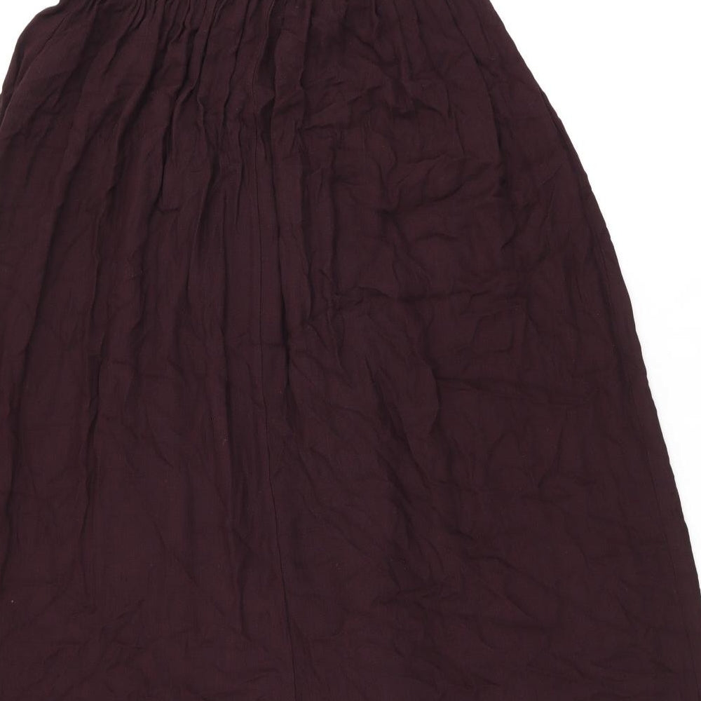 St Michael Womens Red Viscose Swing Skirt Size 12 - Vintage