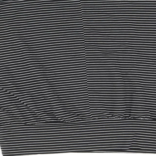 New Look Womens Black Striped Polyester Basic Blouse Size M Boat Neck