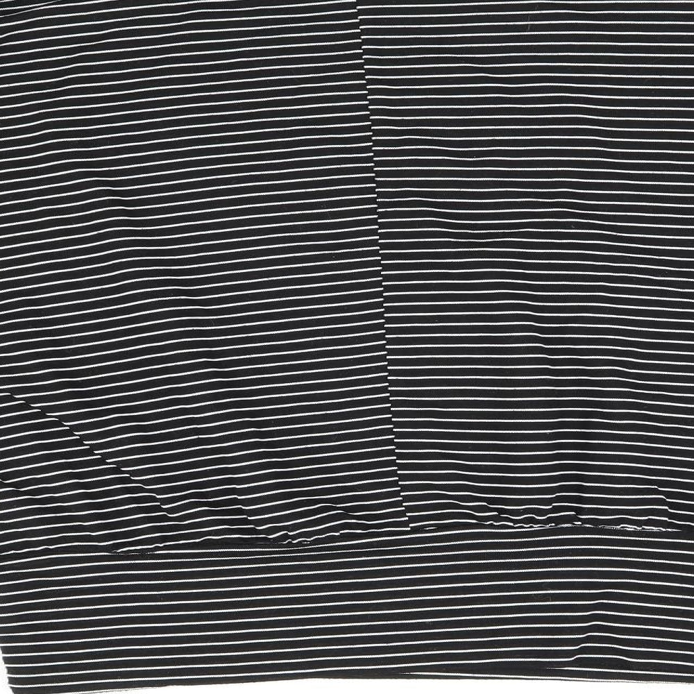 New Look Womens Black Striped Polyester Basic Blouse Size M Boat Neck