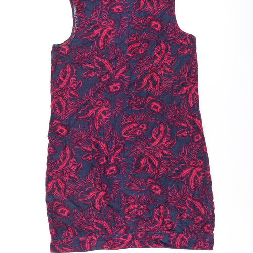 NEXT Womens Blue Floral Linen Tank Dress Size 14 Boat Neck Pullover