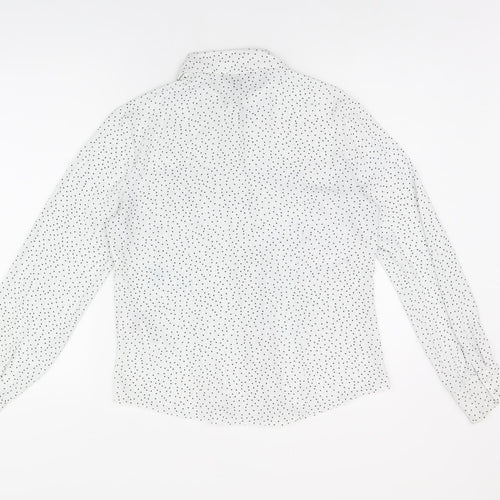 Lipsy Womens White Polka Dot Polyester Basic Button-Up Size 10 Collared