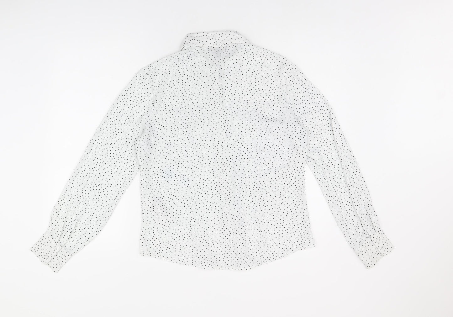 Lipsy Womens White Polka Dot Polyester Basic Button-Up Size 10 Collared