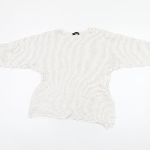 Mango Womens White Viscose Basic Blouse Size S Round Neck - Split Hem