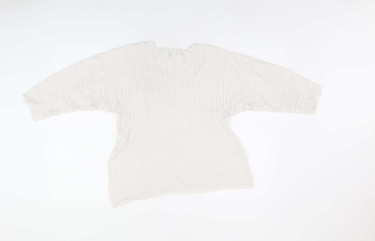 Mango Womens White Viscose Basic Blouse Size S Round Neck - Split Hem