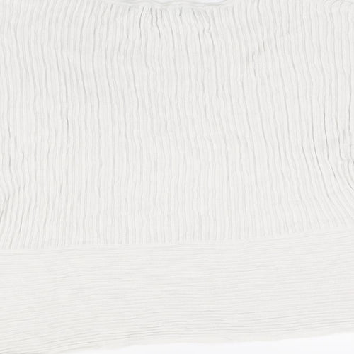 Mango Womens White Viscose Basic Blouse Size S Round Neck - Split Hem