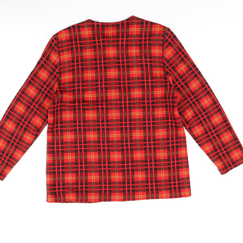 Gordon Wyatt Womens Red Plaid Polyester Basic Blouse Size 16 Round Neck