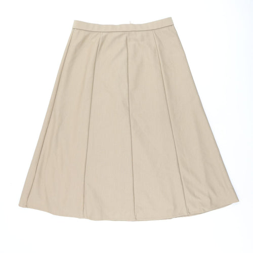 Karelia Womens Beige Polyester Swing Skirt Size 16 Zip