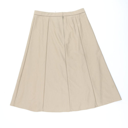 Karelia Womens Beige Polyester Swing Skirt Size 16 Zip