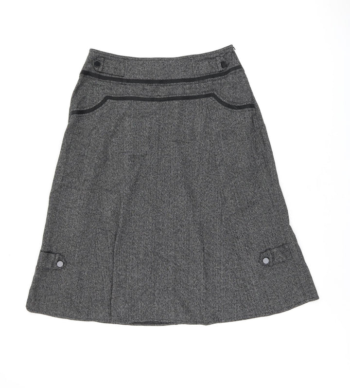 Simon Jeffrey Womens Grey Polyester Swing Skirt Size 14 Zip