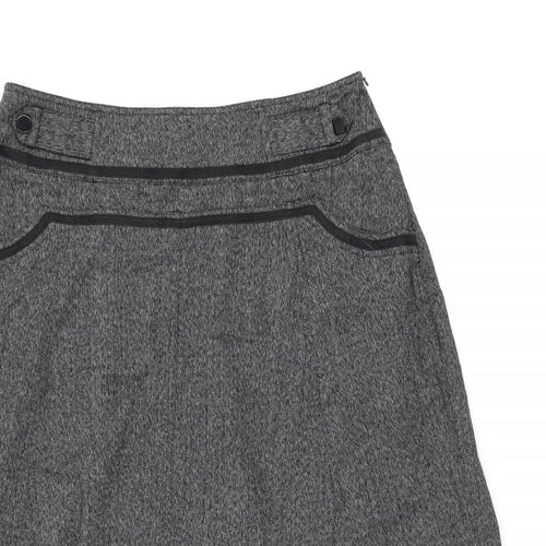 Simon Jeffrey Womens Grey Polyester Swing Skirt Size 14 Zip