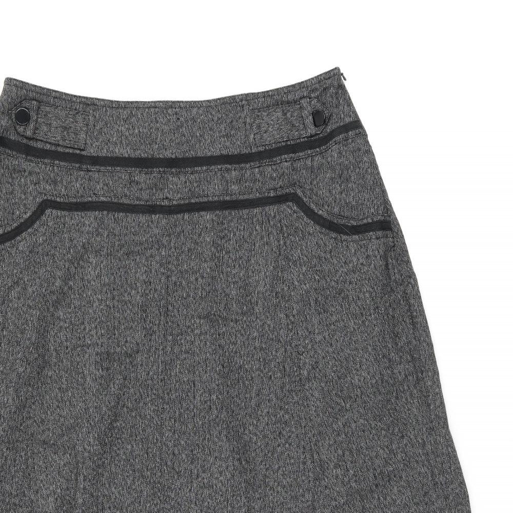 Simon Jeffrey Womens Grey Polyester Swing Skirt Size 14 Zip