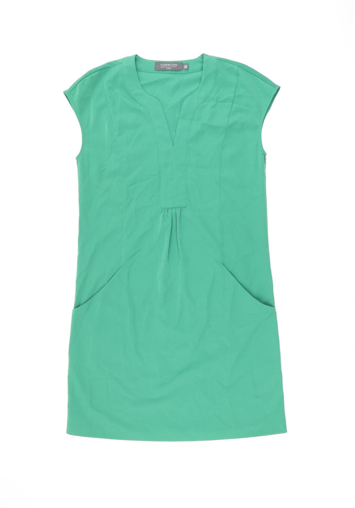 Coercion Womens Green Polyester Shift Size XS V-Neck Pullover