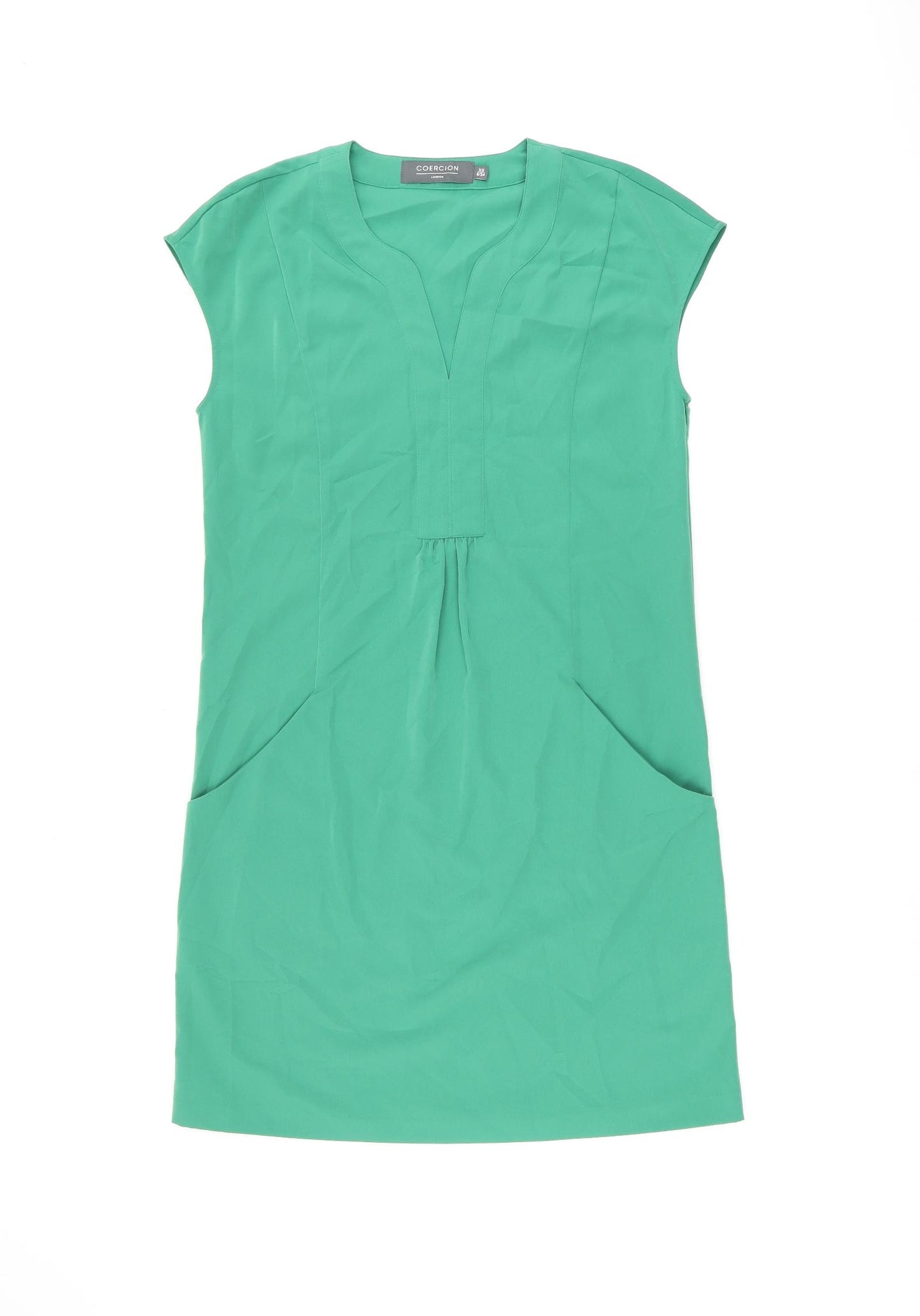 Coercion Womens Green Polyester Shift Size XS V-Neck Pullover