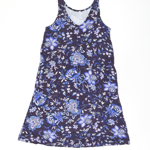 NEXT Womens Blue Floral Viscose Tank Dress Size S Scoop Neck Pullover
