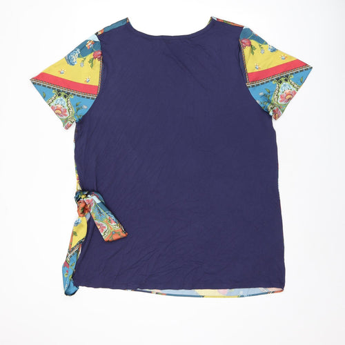 Per Una Womens Multicoloured Geometric Viscose Basic T-Shirt Size 20 Boat Neck