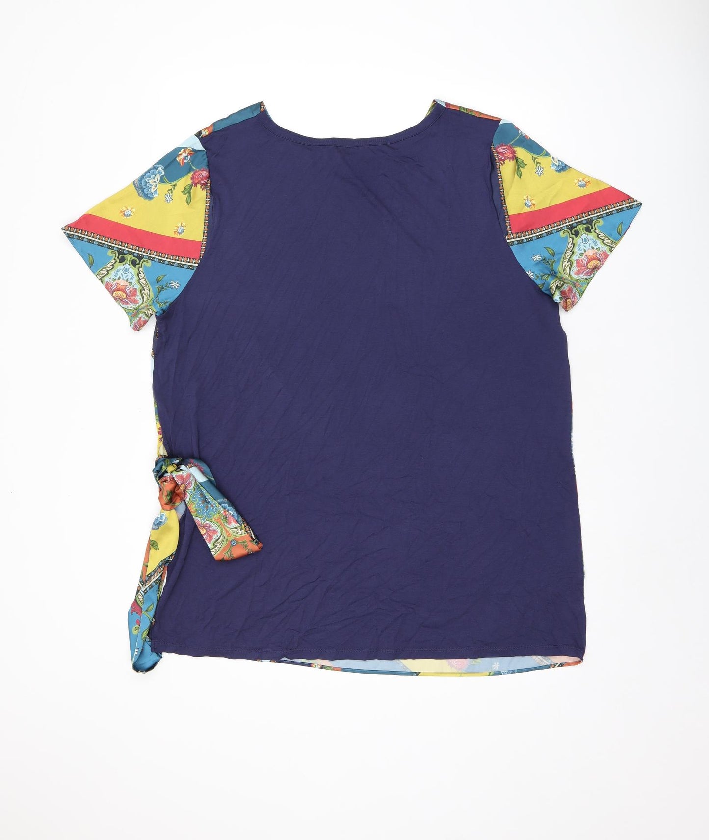 Per Una Womens Multicoloured Geometric Viscose Basic T-Shirt Size 20 Boat Neck