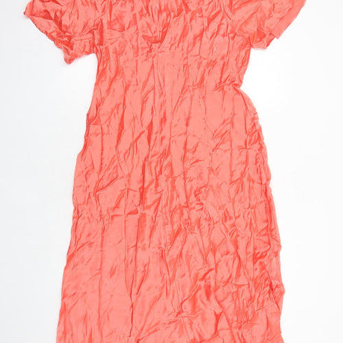 Marks and Spencer Womens Orange Viscose Trapeze & Swing Size 18 V-Neck Pullover