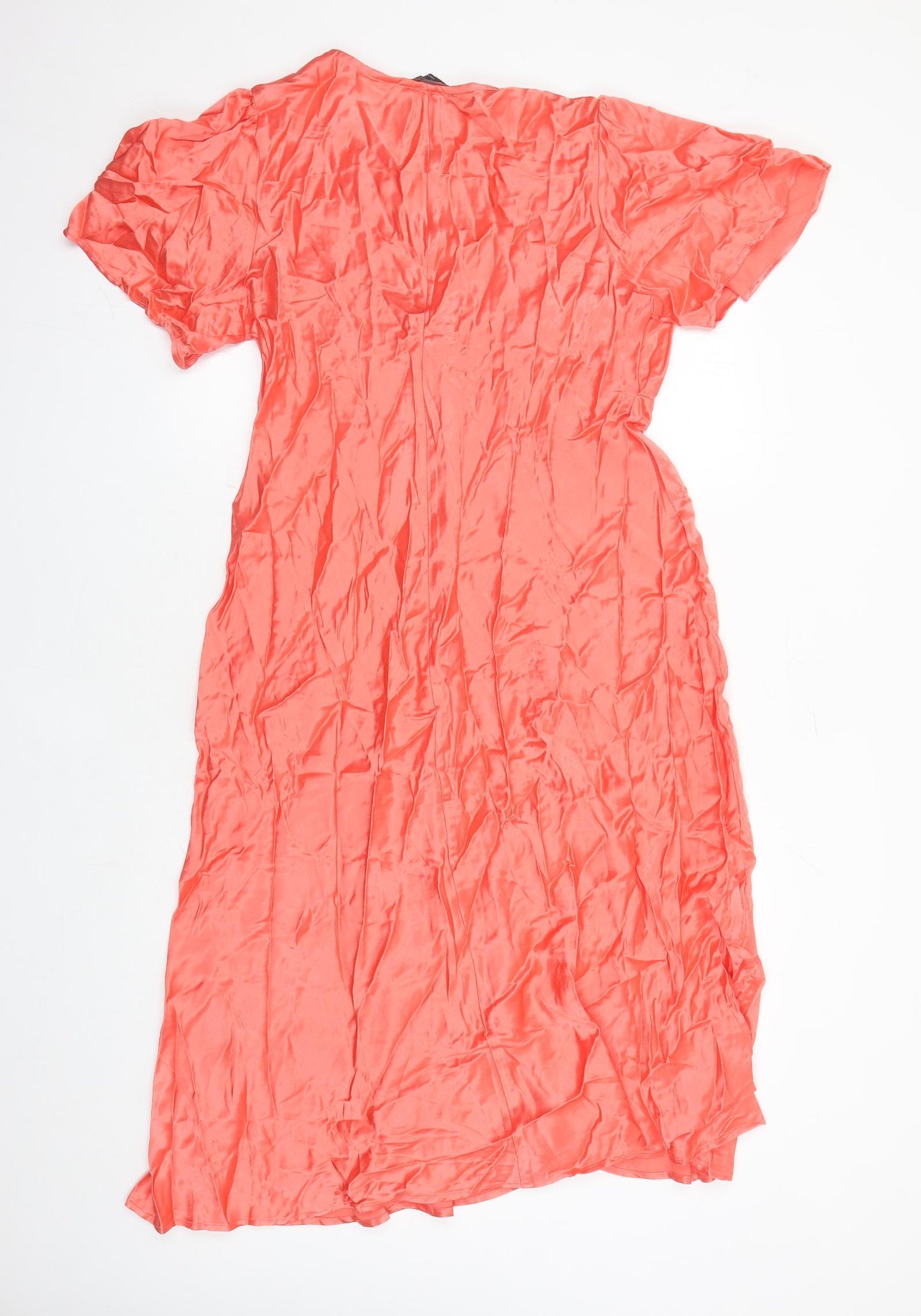 Marks and Spencer Womens Orange Viscose Trapeze & Swing Size 18 V-Neck Pullover