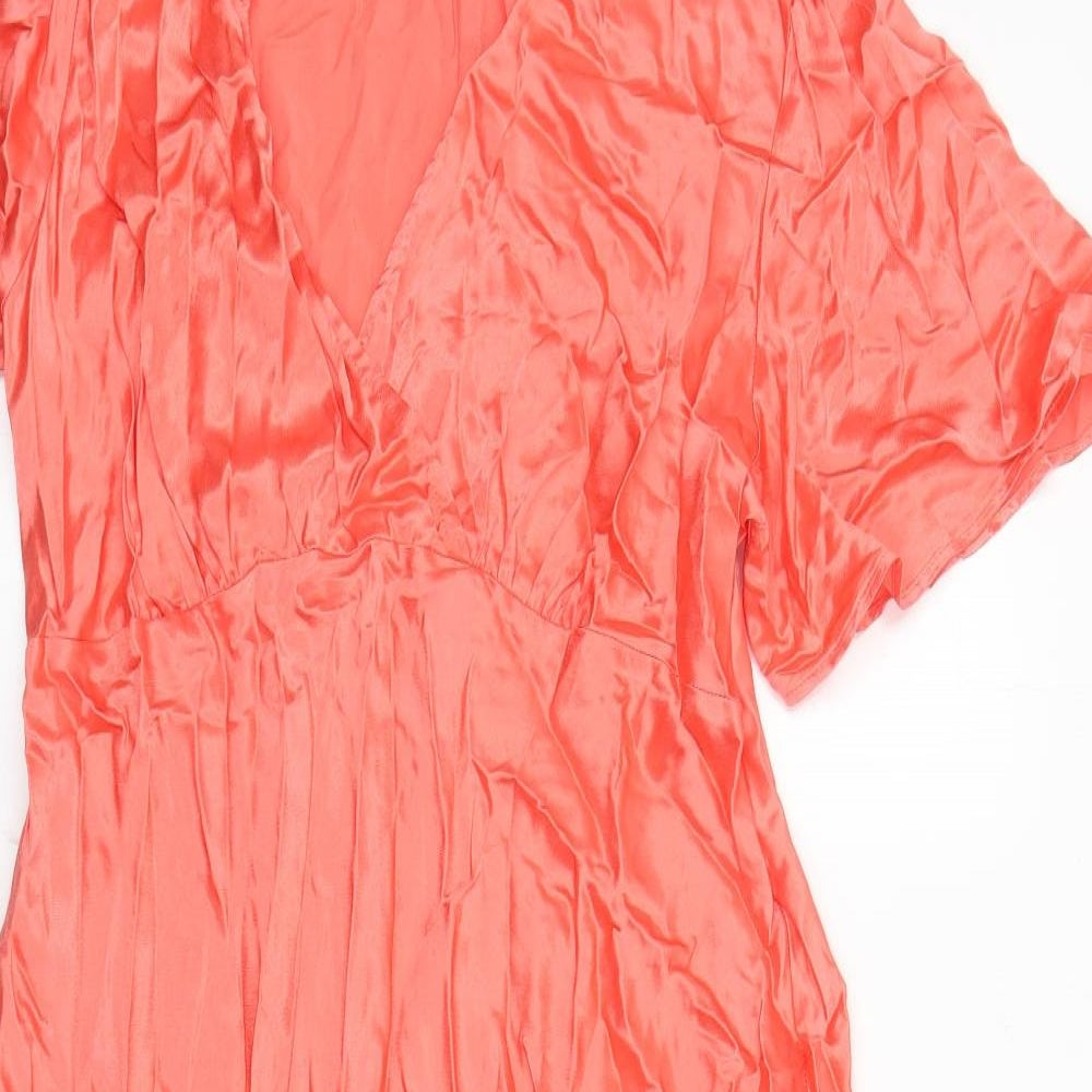 Marks and Spencer Womens Orange Viscose Trapeze & Swing Size 18 V-Neck Pullover