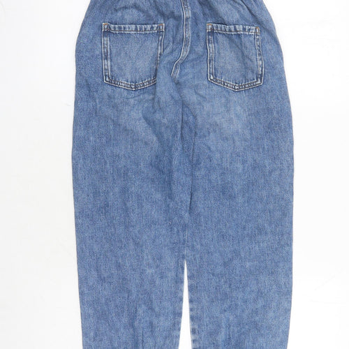 NEXT Girls Blue Cotton Straight Jeans Size 11 Years L23 in Regular - Elasticated Waist