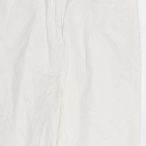 Wallis Womens White Cotton Straight Jeans Size 18 L27 in Regular Zip