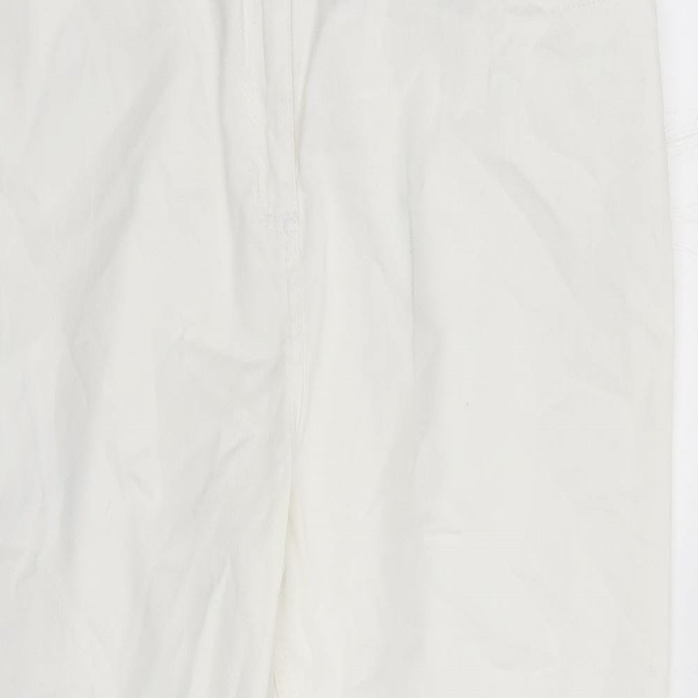Wallis Womens White Cotton Straight Jeans Size 18 L27 in Regular Zip