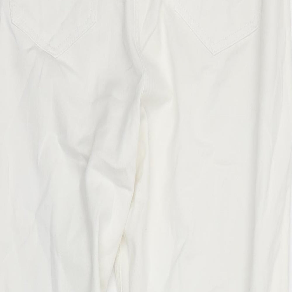 Wallis Womens White Cotton Straight Jeans Size 18 L27 in Regular Zip